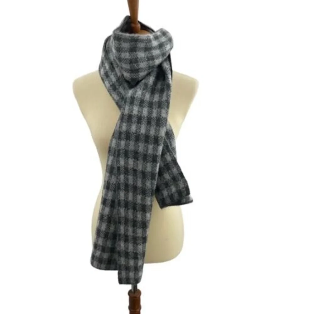 Everlane Scarf Alpaca‎ Merino Wool Grey Plaid Mens Women’s New